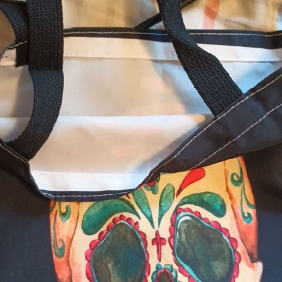 BLACK sugar skull tote bag - Picture 5 of 6